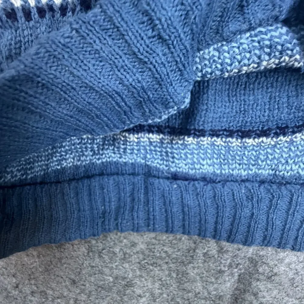 Vintage Fair Isle Sweater Mens Large Blue White Ski Lodge 90s Dad‎ Grandpa Cabin